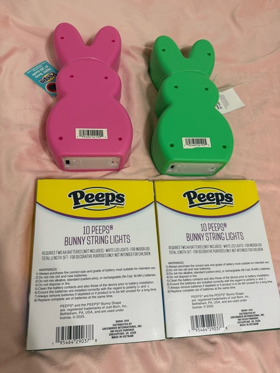 NWT PEEPS Easter Decor Bundle Bunny String Lights LED Candle Pink Spring Basket - Picture 7 of 10